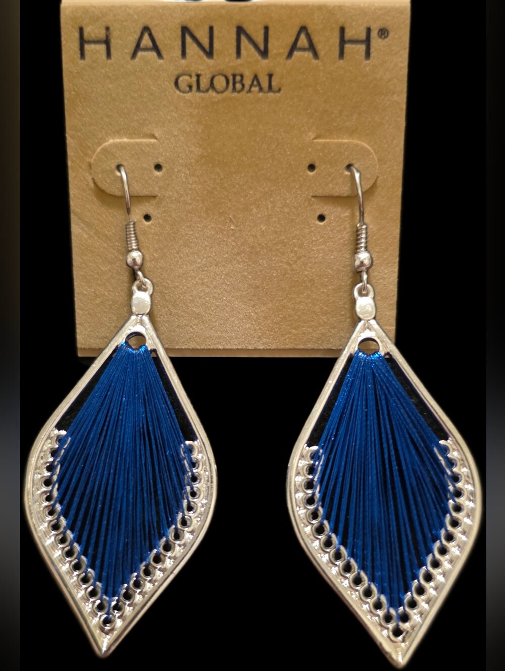 Blue Teardrop Thread Earrings